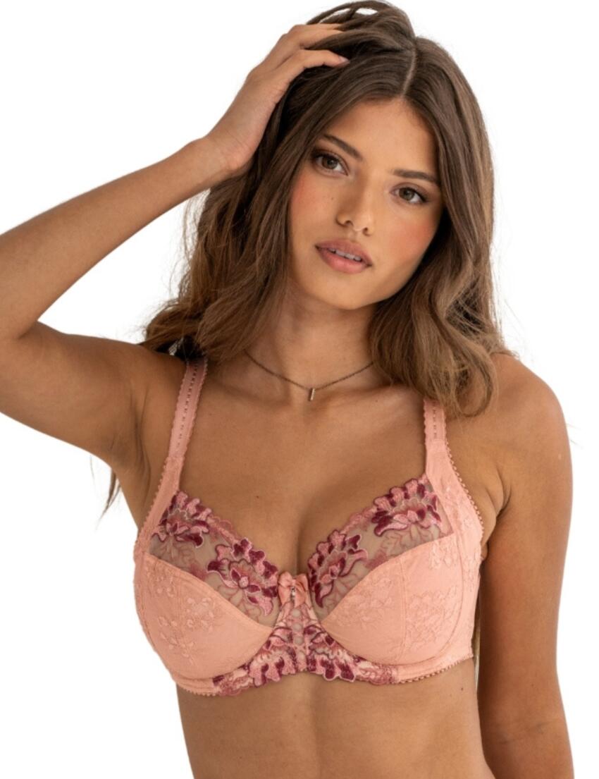 Pour Moi Sofia Lace Embroidered Side Support Bra Soft Pink/Mulberrry