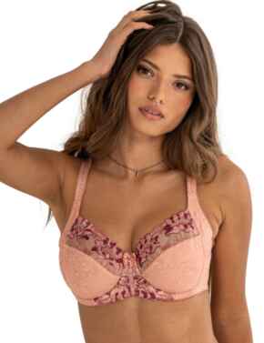 Pour Moi Sofia Lace Embroidered Side Support Bra Soft Pink/Mulberrry