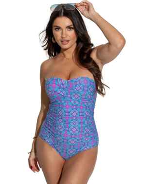Pour Moi Santa Monica Strapless Tummy Control Swimsuit Aquaburst