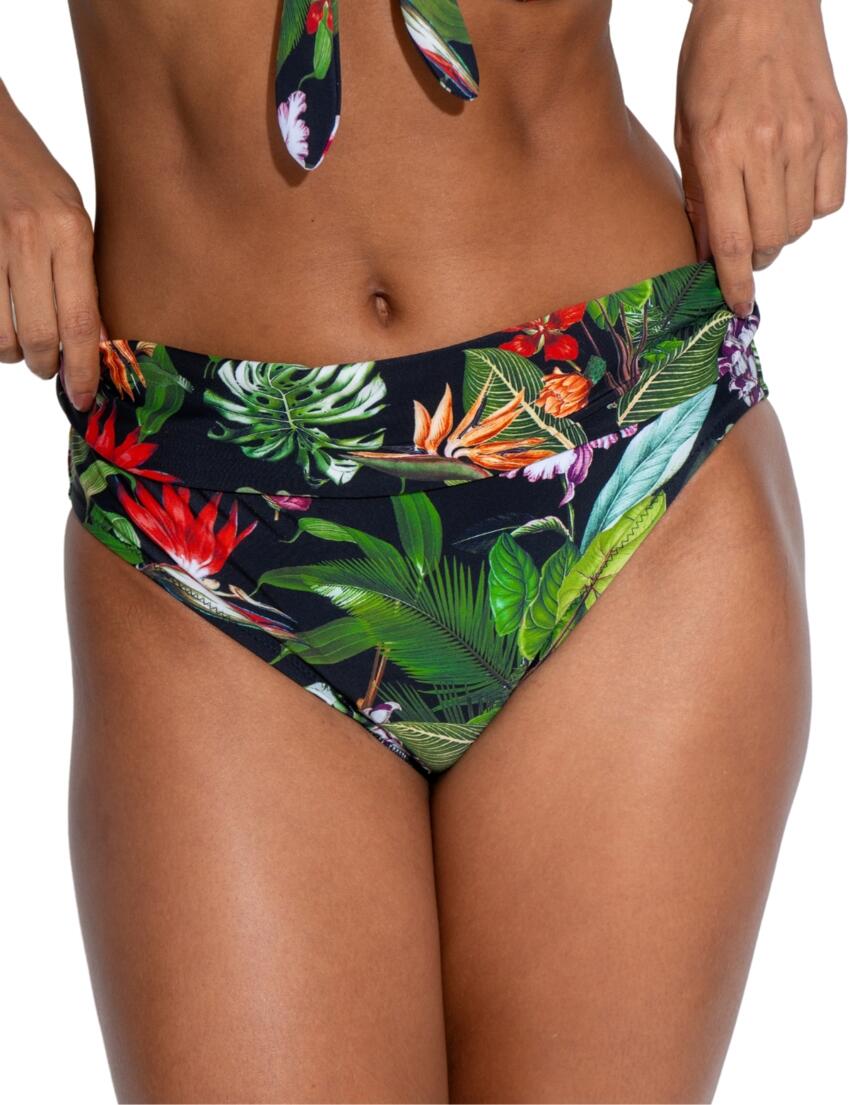 Pour Moi Palermo Foldover Bikini Brief Black Tropical