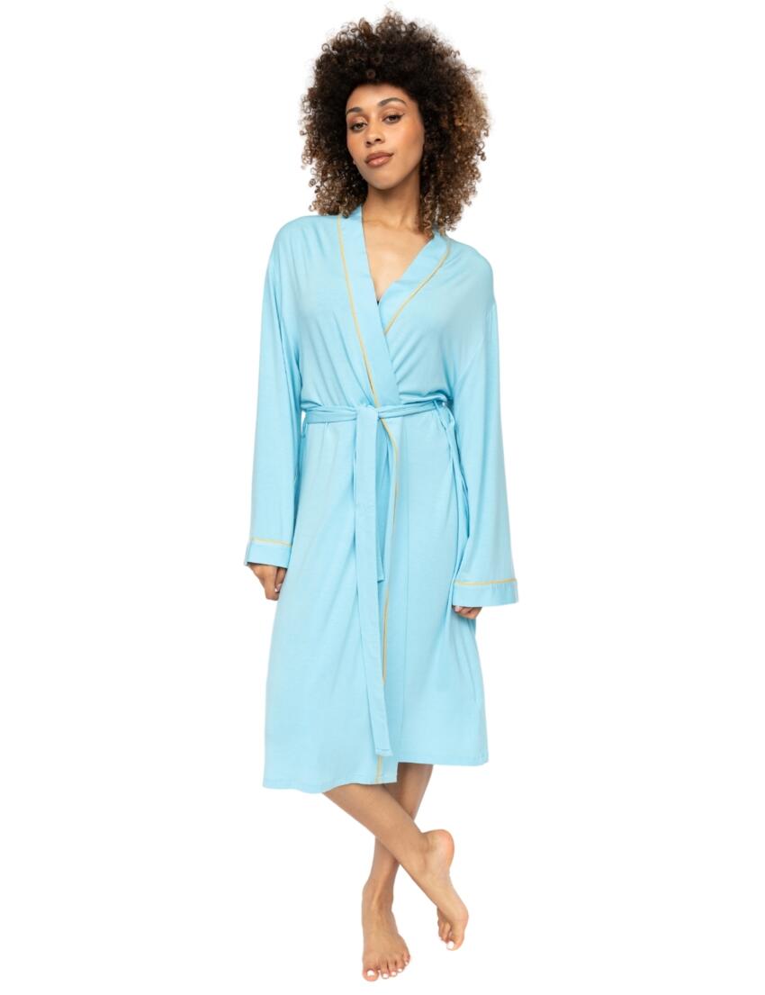 Cyberjammies Paige Jersey Short Dressing Gown Light Blue 
