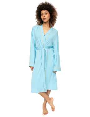 Cyberjammies Paige Jersey Short Dressing Gown Light Blue 