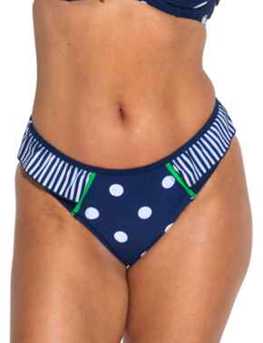 Pour Moi Beach House Frill Tab Bikini Brief Navy/Green 