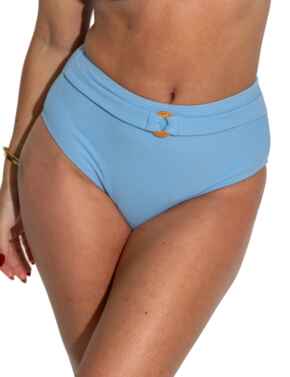 Pour Moi Cali Ribbed High-Waist Belted Control Brief Ocean Blue