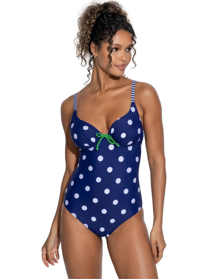 Pour Moi Beach House Underwired Swimsuit Navy/Green