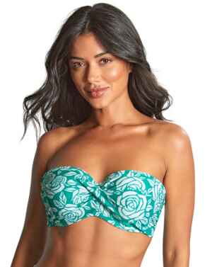 Panache English Rose Ella Twist Bandeau Bikini Top English Rose Print 