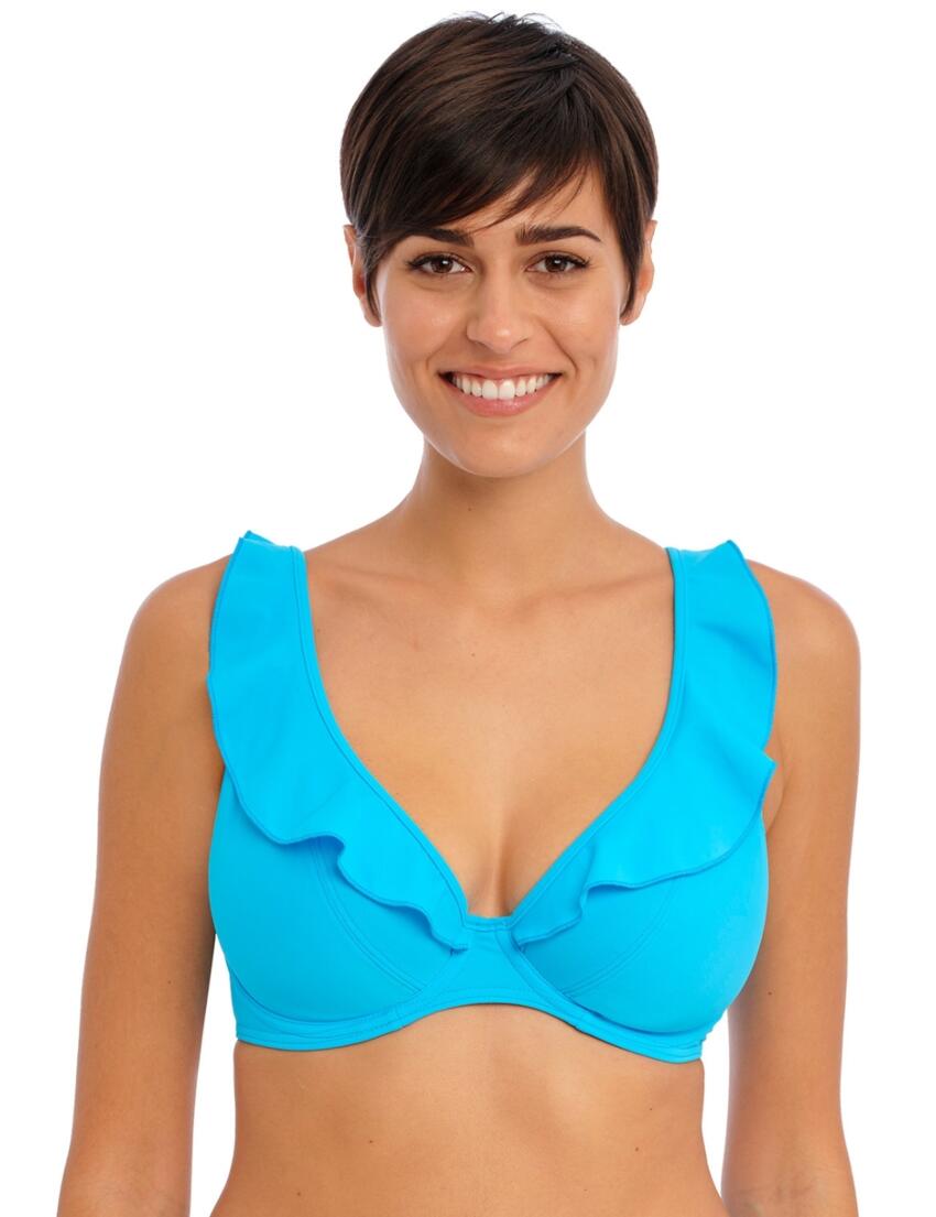 Freya Jewel Cove Underwired High Apex Bikini Top Plain Turquoise