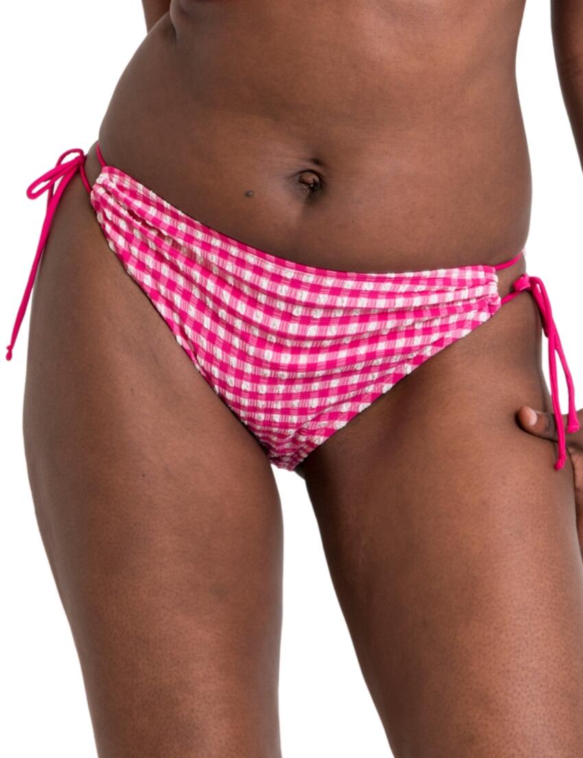 Curvy Kate Holiday Check Tie Side Bikini Brief Raspberry Pink 