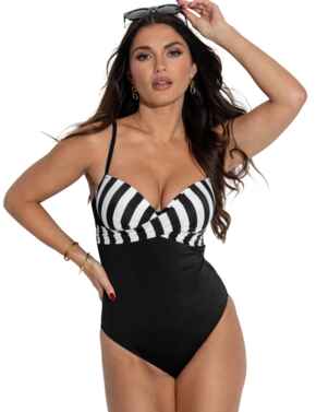 Pour Moi Free Spirit Lightly Padded Underwired Swimsuit Black/White