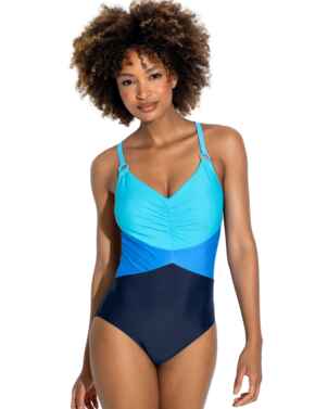 Pour Moi Brighton V Neck Tummy Control Swimsuit Navy/Blue