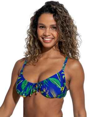 Pour Moi Santa Cruz Underwired Adjustable Bikini Top Blue Tropical