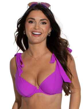 Pour Moi Rosa Cove Underwired Non-Padded Tie Bikini Top Ultraviolet 