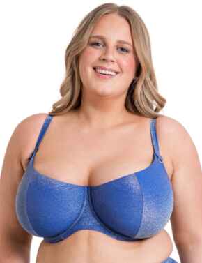 Curvy Kate Sapphire Seas Scooped Balcony Bikini Top Blue Sparkle 