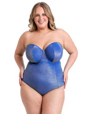 Curvy Kate Sapphire Seas Multiway Bandeau Swimsuit Blue Sparkle 