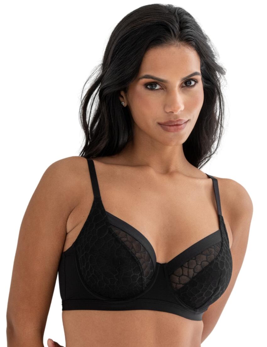 Pour Moi Geo Sculpt Underwired Bra Black