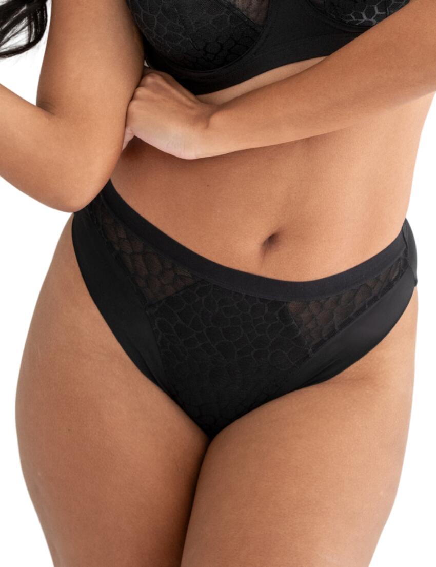 Pour Moi Geo Sculpt High Leg Brief Black
