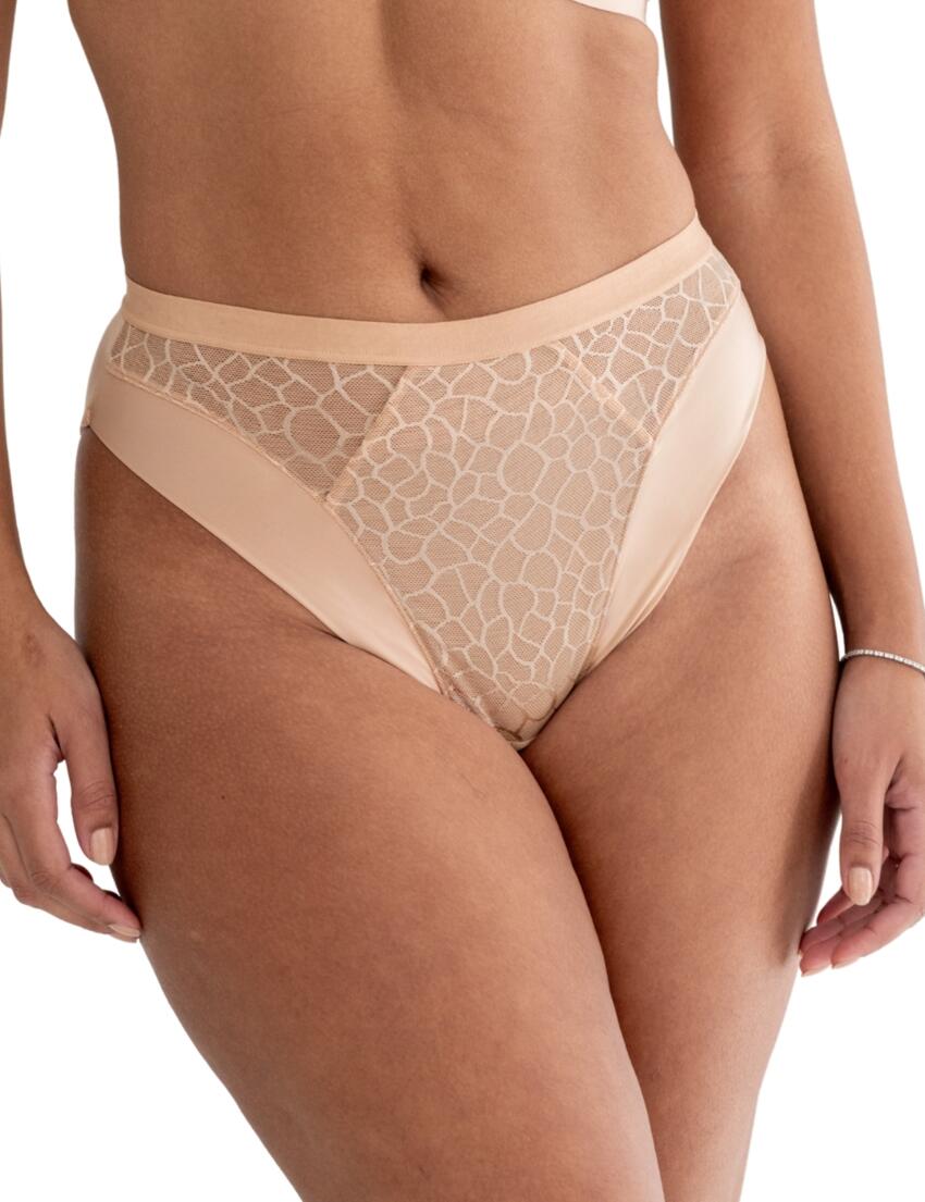 Pour Moi Geo Sculpt High Leg Brief Toffee