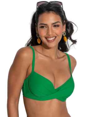 Pour Moi Free Spirit Twist Front Bikini Top Green