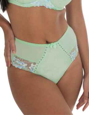 Pour Moi Sofia Lace Embroidered Deep Brief Pistachio/Blue
