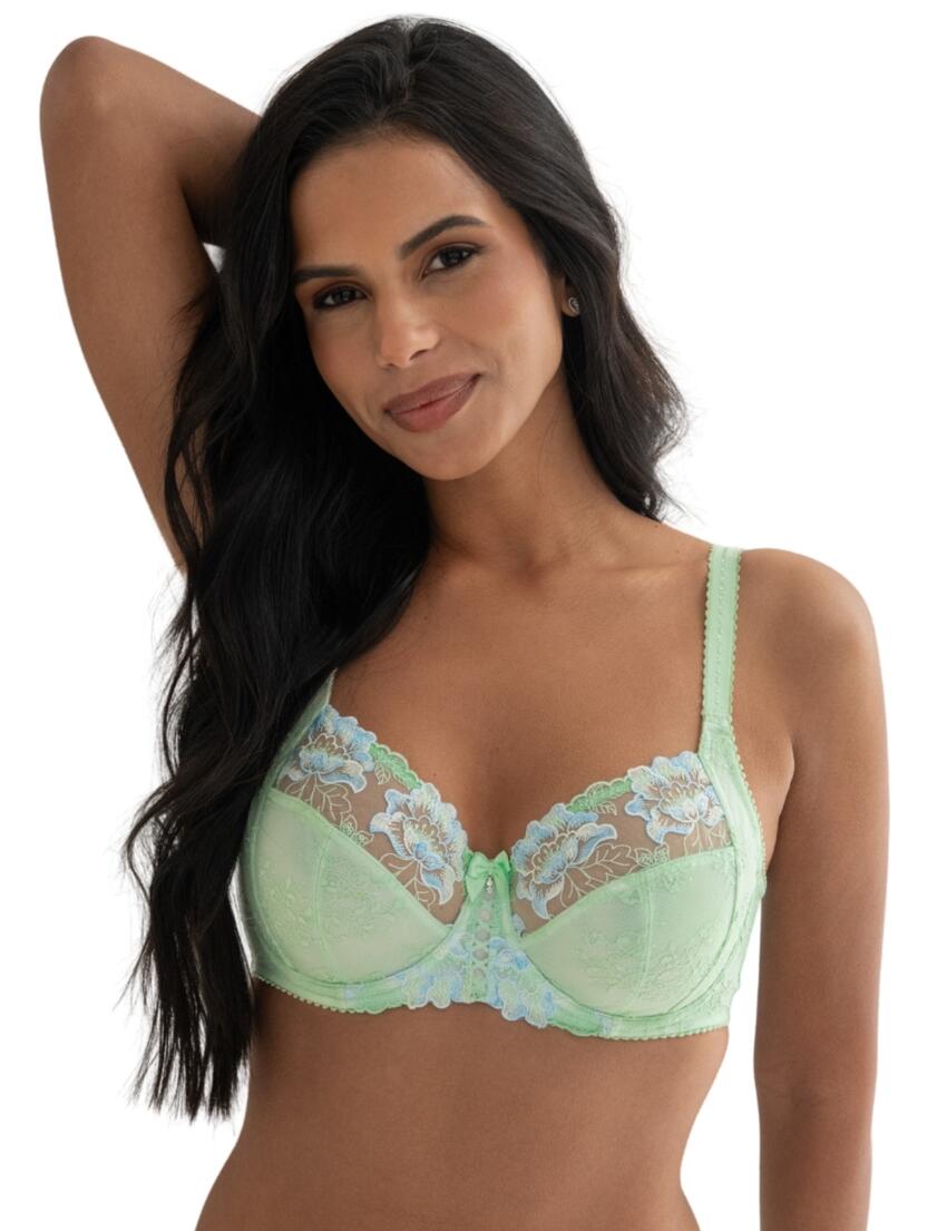 Pour Moi Sofia Lace Embroidered Side Support Bra Pistachio/Blue 