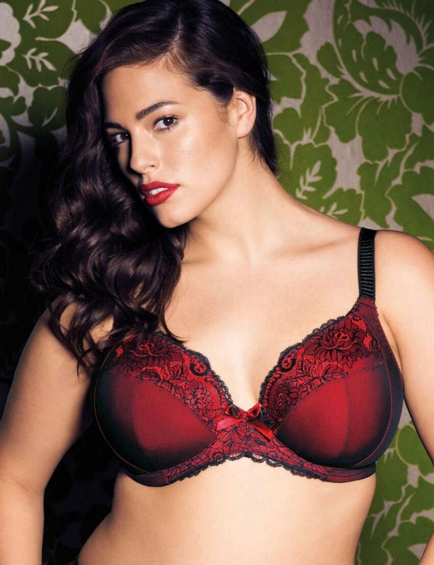 4061 Elomi Anushka Plunge Bra - 4061 Black/Red