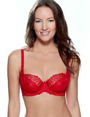 1490040 Charnos Suzette Balcony Bra - 1490040 Scarlet Red
