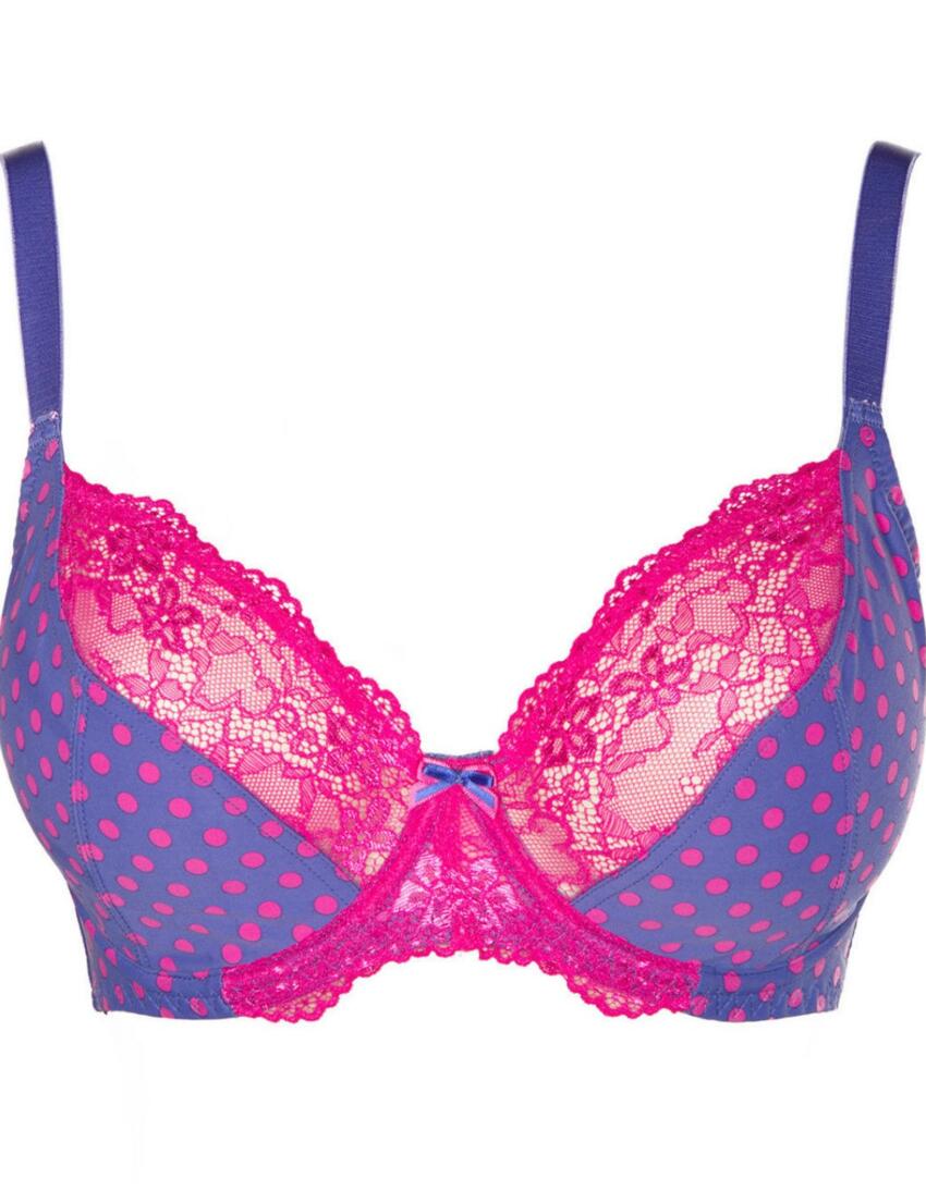 1302 Pour Moi Tease Underwired Plunge Bra - 1302 Spotted Blue