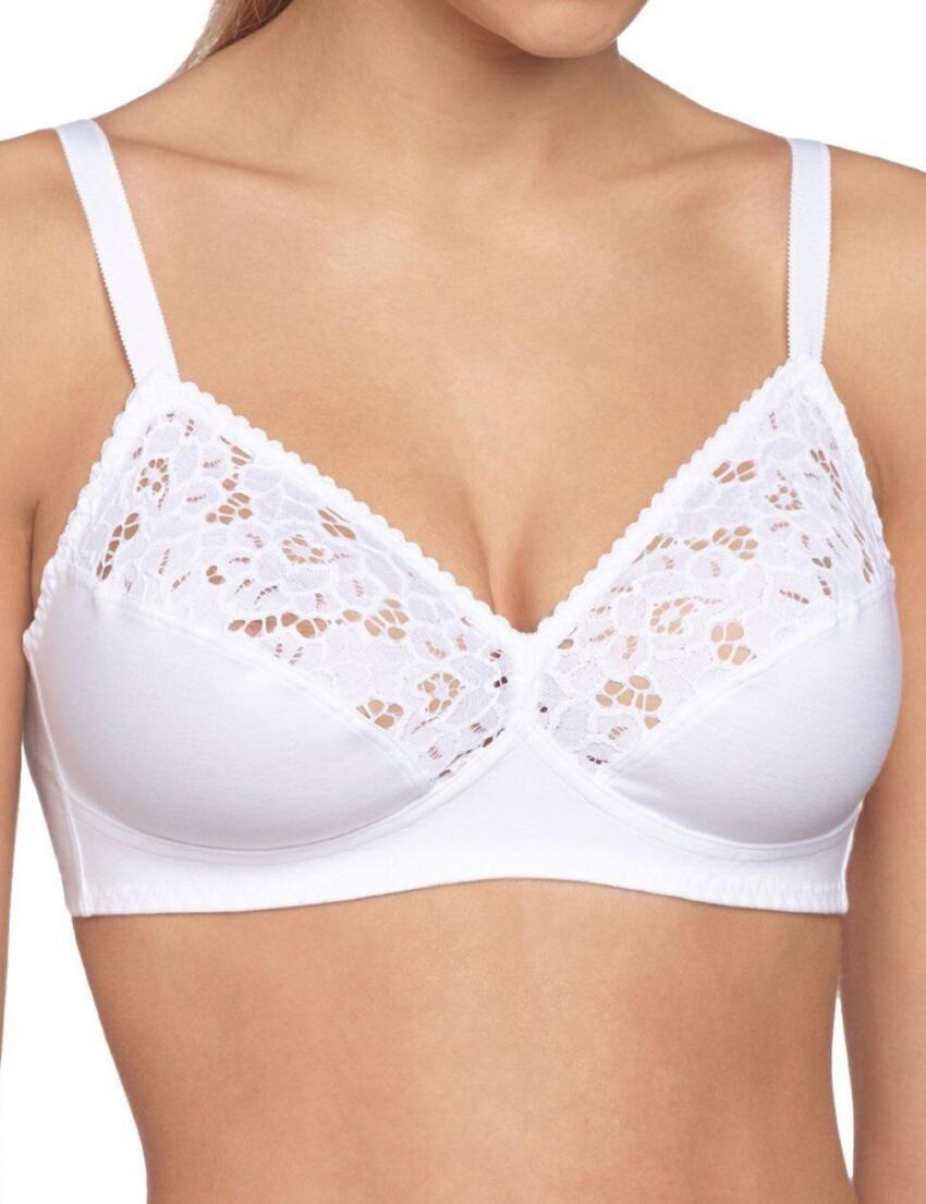 10123256 Triumph Cotton Lace Comfort Non Wired Bra - 10123256 White