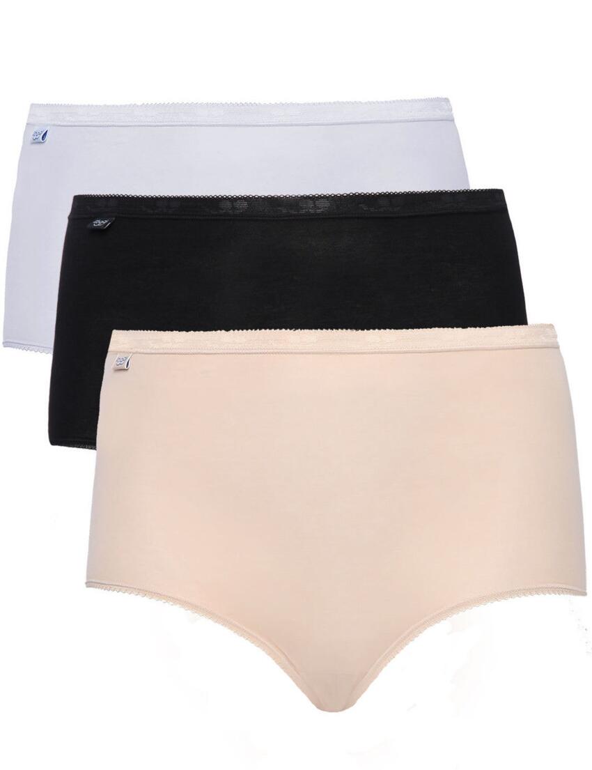 10068837 Sloggi Basic Midi Brief 3 Pack - 10068837 Black White Nude