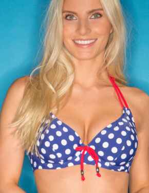 68002 Pour Moi Starboard Halter Triangle Top - 68002 Navy/Red