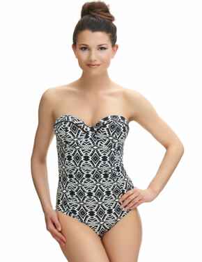 6351 Fantasie Beqa Bandeau Control Swimsuit - 6351 Black/Cream