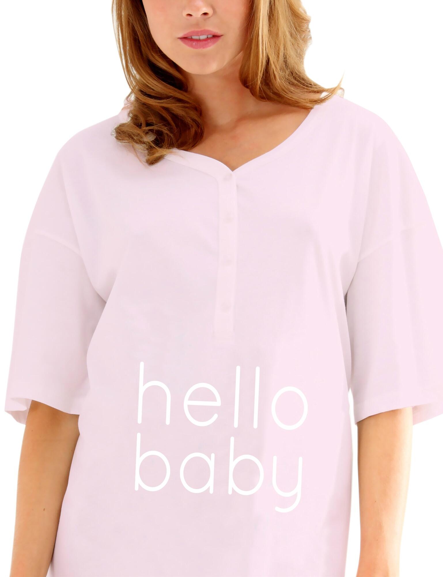 875 Emma Jane Maternity Nightshirt 875 Pink Belle Uk