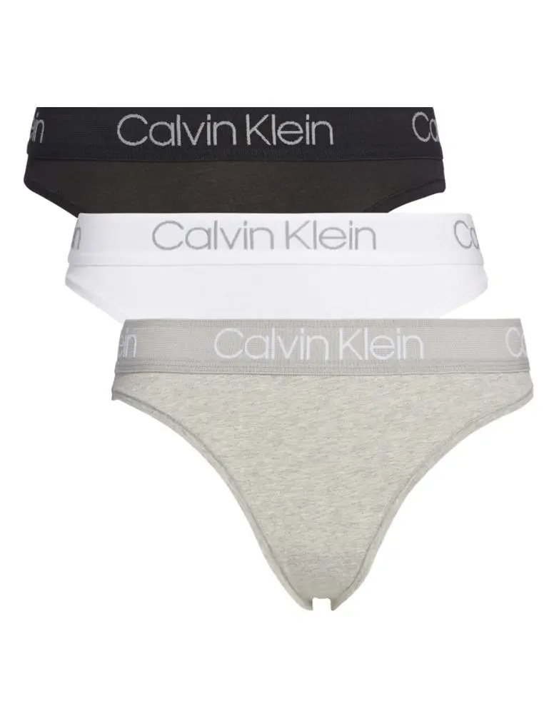Calvin Klein Underwear Women's Motive Cotton Thong 3 Pack - Black