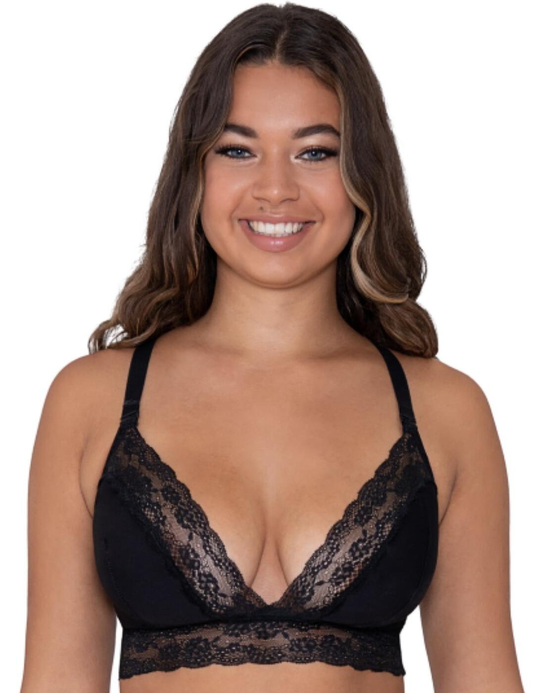 Maidenform Lightly Lined Convertible Lace Bralette Black 40C Women's