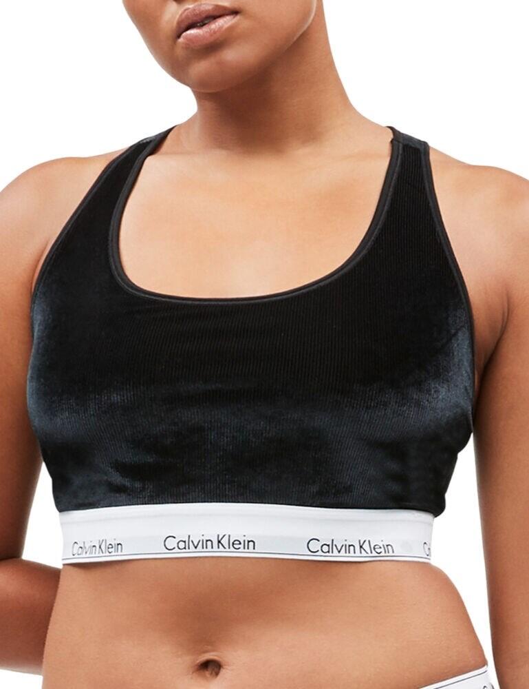 Calvin Klein Modern Cotton unlined logo bralette in black check