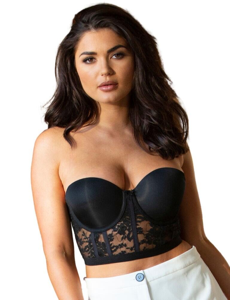 LiiYii Women's 1/2 Cup Bra Underwire Push Up Lace Trim Padded Bandeau  Underwear Bustier Black Small at  Women's Clothing store
