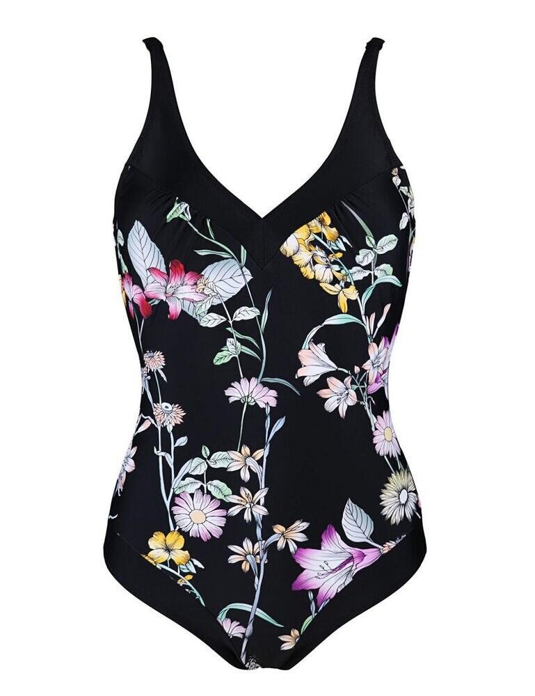 Pour Moi Black Floral Control Swimsuit - Belle Lingerie | Pour Moi ...