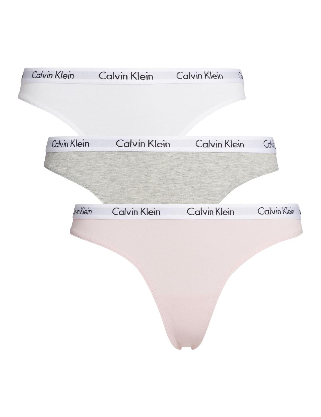 000QD3587E Calvin Klein Carousel Thong 3 Pack - QD3587E Bubble  Gum/White/Grey Heather