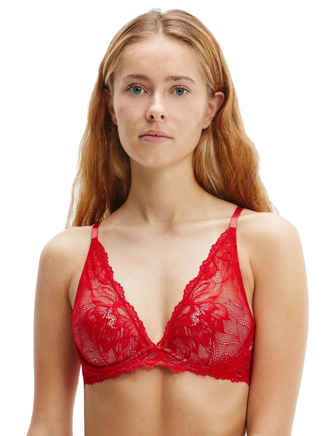 Calvin Klein Women's Horizon Seamless Lightly Lined Bralette, Red