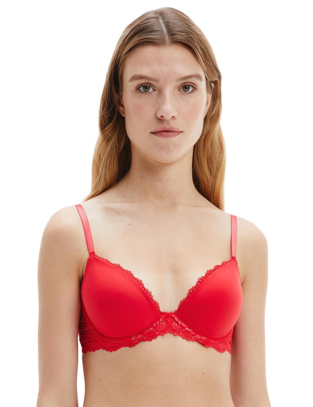 Calvin Klein Seductive Comfort with Lace Demi Bra in Regal Red