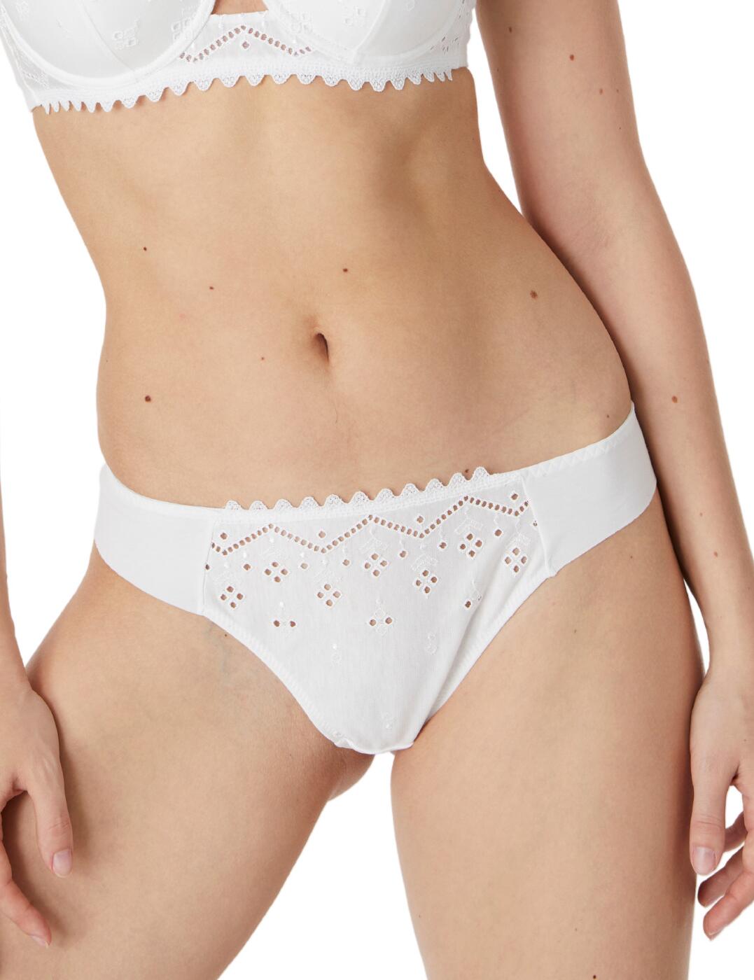 220362 Maison Lejaby Bloom Cotton Tanga Briefs 220362 White