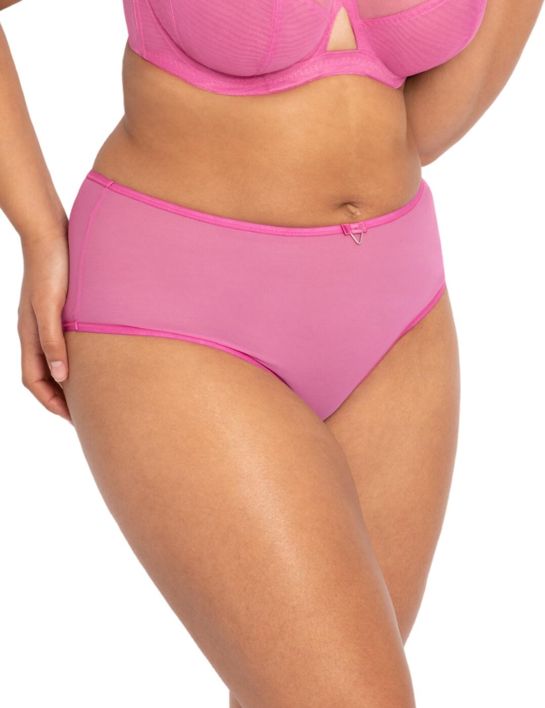 Curvy Kate Lifestyle Shorts Brief Mid Rise Semi Sheer Knickers Briefs  Lingerie Bright Pink