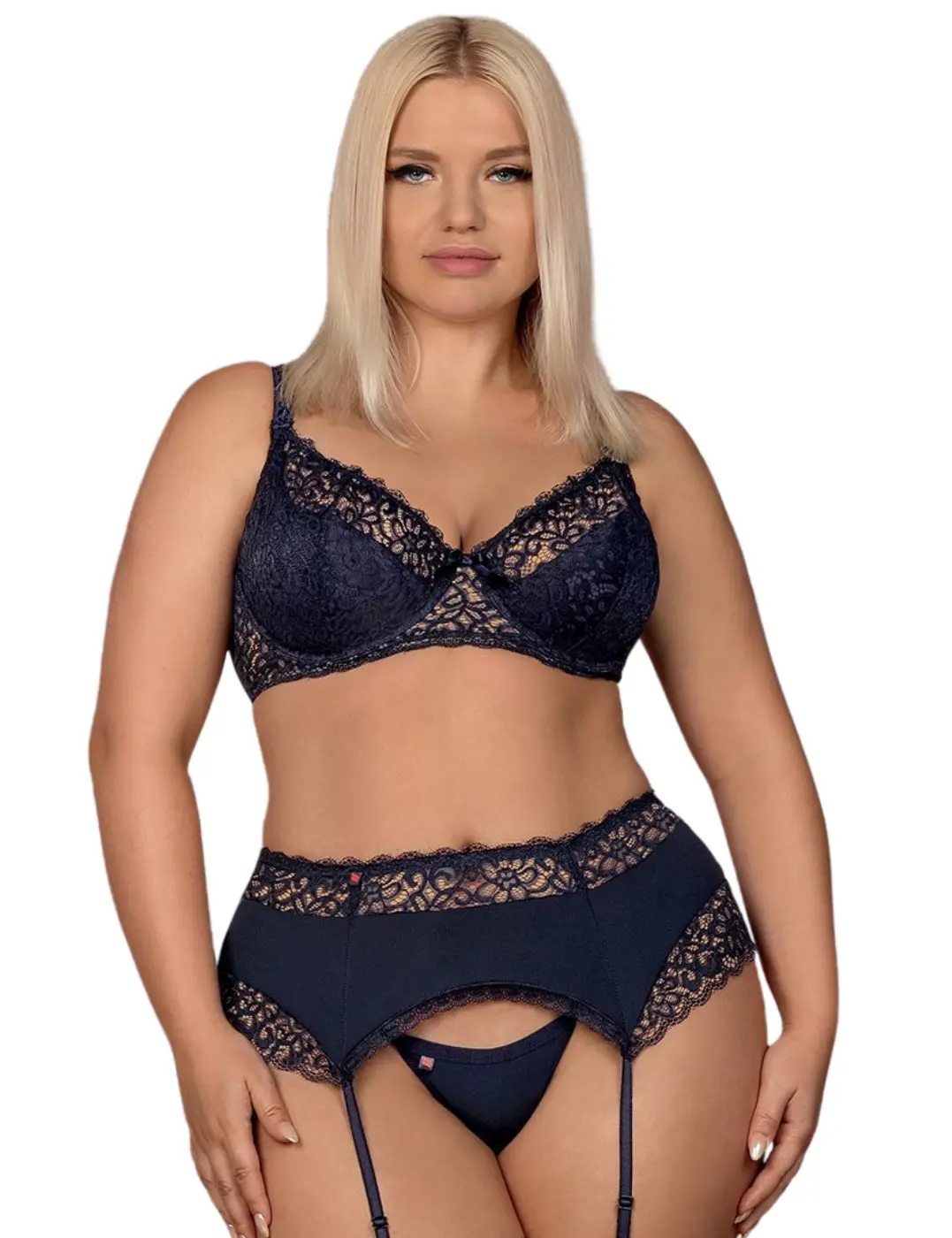 Classic Sexy Embroidered Mesh Underwire Lingerie Set
