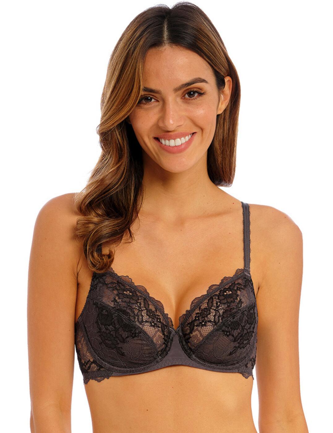 135002 Wacoal Lace Perfection Plunge Bra - 135002 Charcoal
