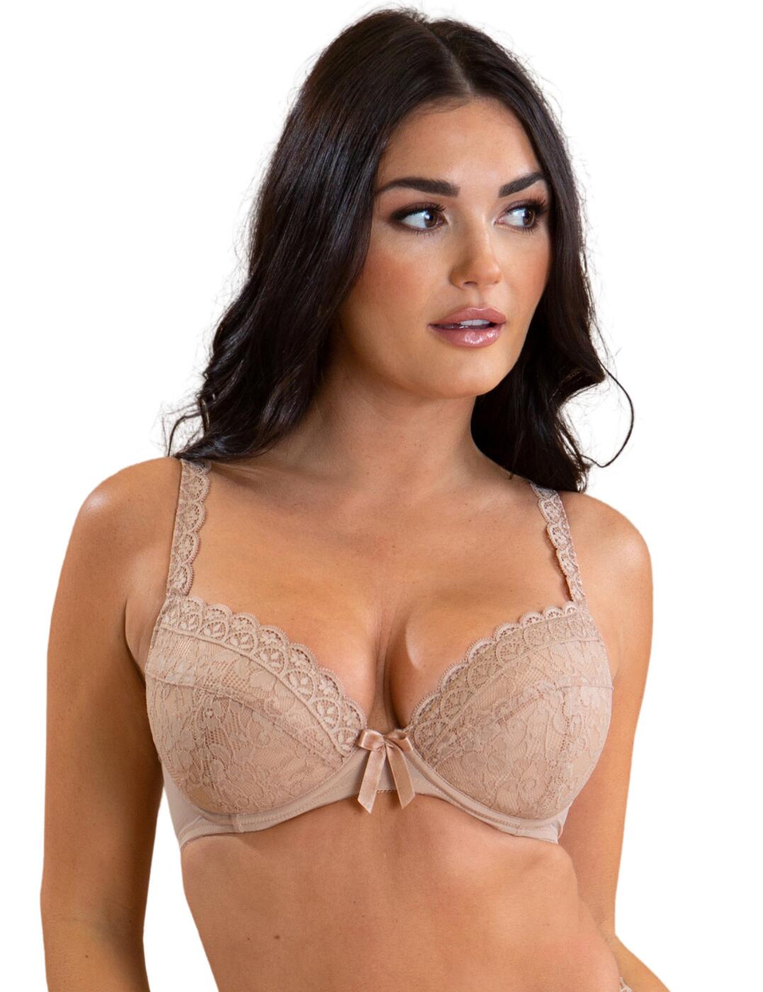 Rebel Padded Plunge Bra in Almond - Pour Moi