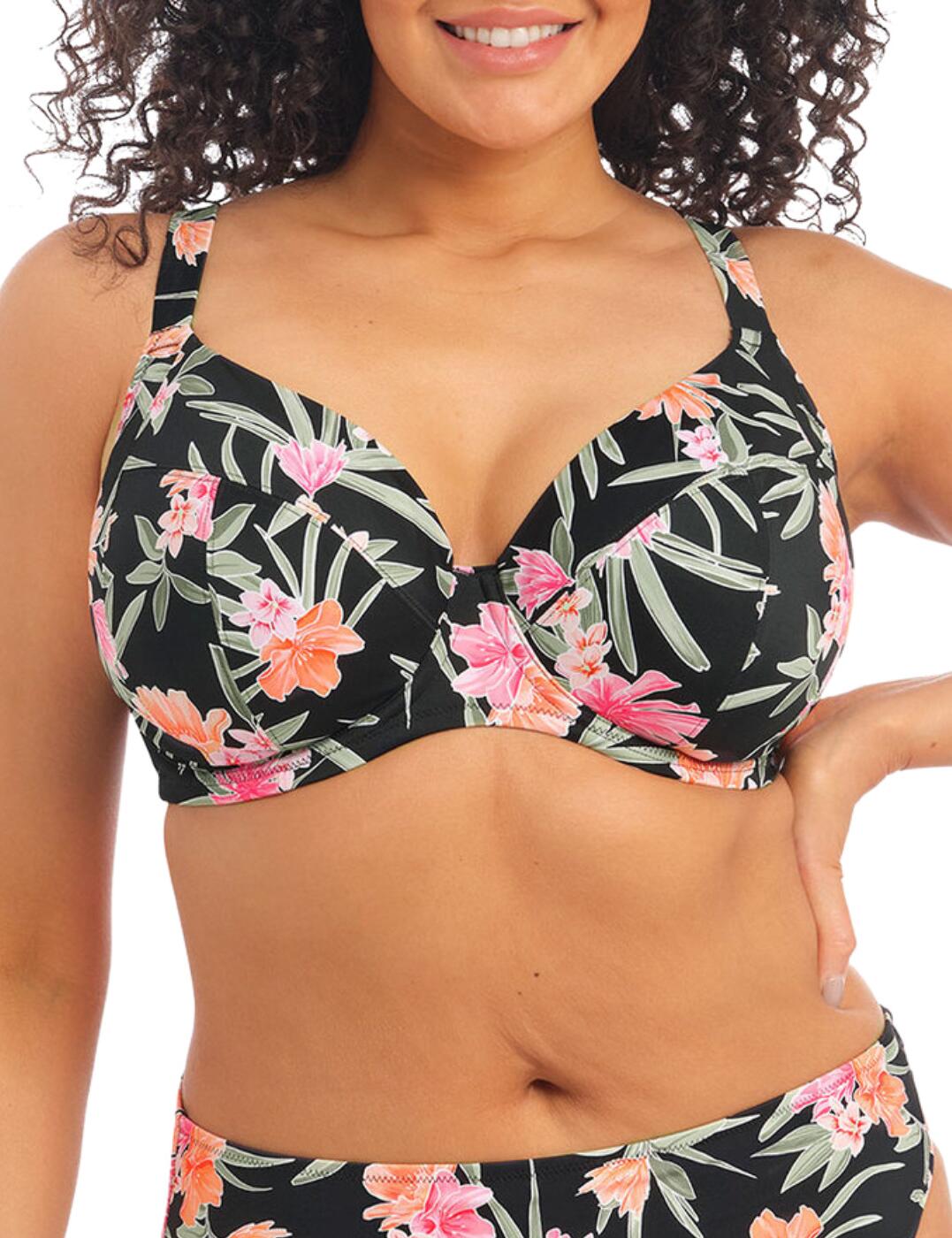 Elomi Swim Essentials Underwired Plunge Bikini Top - Black - Curvy Bras