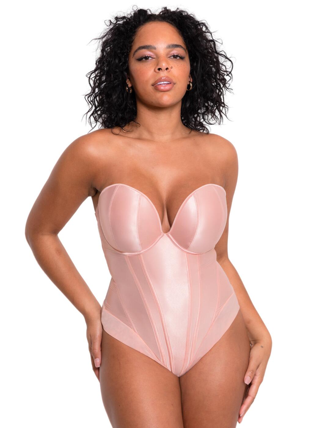 ST035704 Scantilly by Curvy Kate Classique Plunge Strapless Bodysuit -  ST035704 Powdery Pink