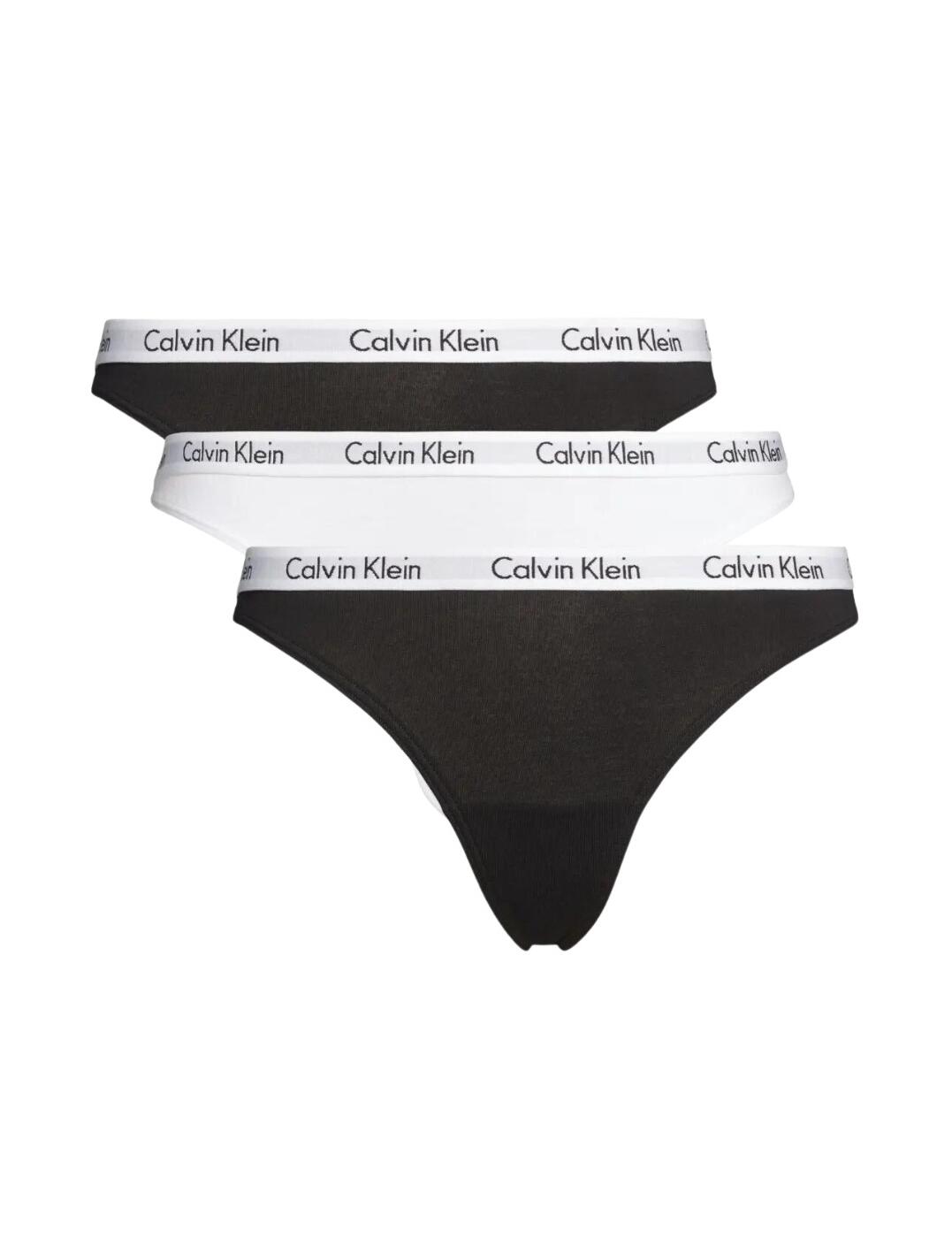 Calvin Klein Carousel Logo Cotton 3-pack Thong in Black