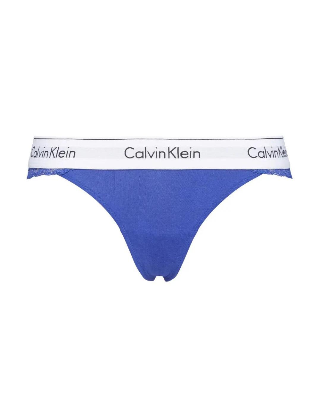 000QF4585E Calvin Klein Modern Cotton Lace Thong - 000QF4585E Pure Cerulean