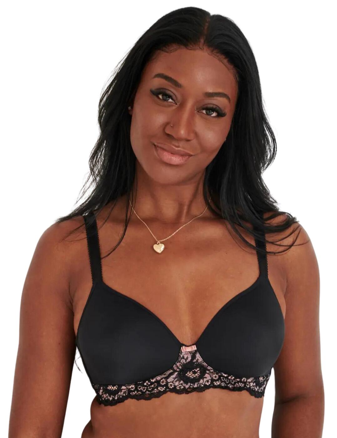 Lace Shape Wired bra, Black